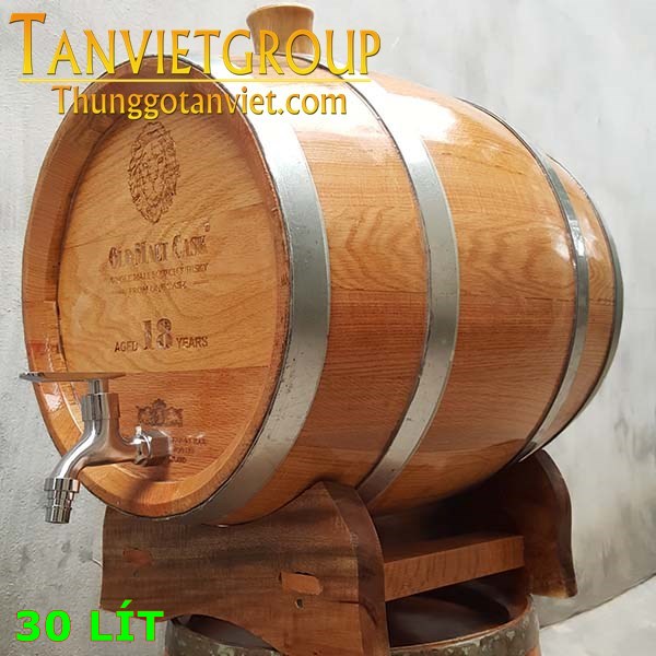 thùng gỗ sồi ủ rượu loại 30l