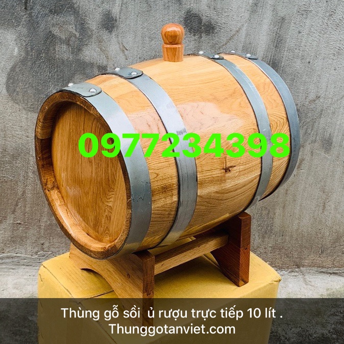 THÙNG GỖ SỒI DUNG TÍCH 10 LÍT ĐỰNG RƯỢU